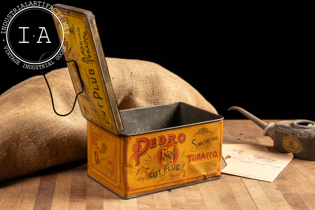 old tobacco box Early 20th Century Pedro Cut Plug Tobacco Box – Industrial Artifacts