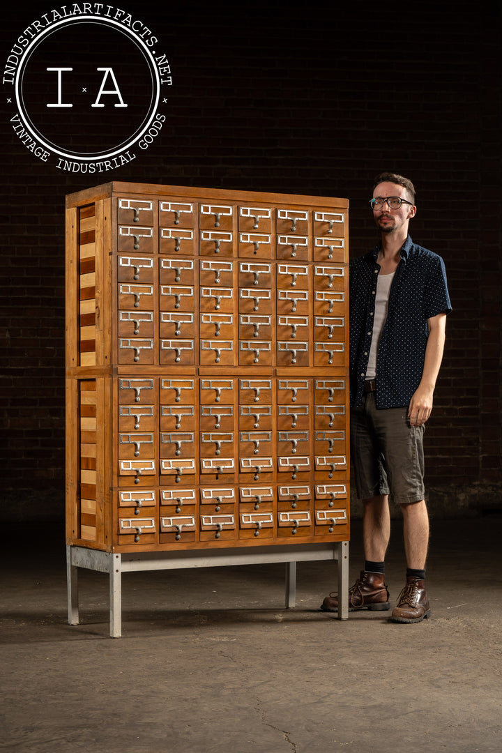 buy new li rare card catalog cabinet Massive Vintage 72-Drawer Oak Library Card Catalog on Steel Base – Industrial Artifacts