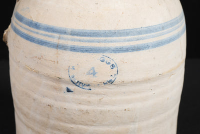 c. 1910s W. D. Suggs 4-Gallon Stoneware Churn with Lid and Dasher