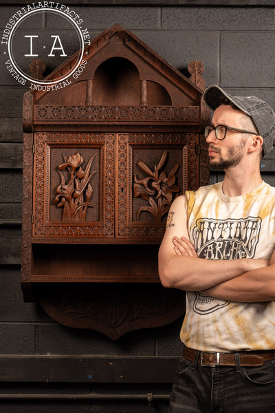 19th Century Carved Monogram Wall-Mounted Cabinet