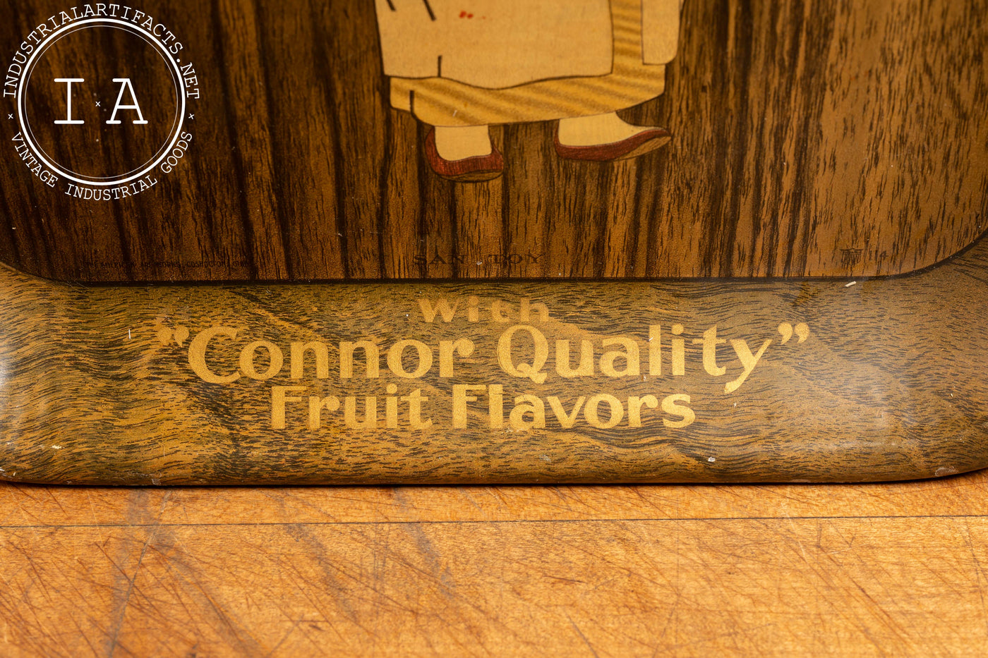 Antique Connor's Ice Cream Tray Faux Wood Tin Litho Tray