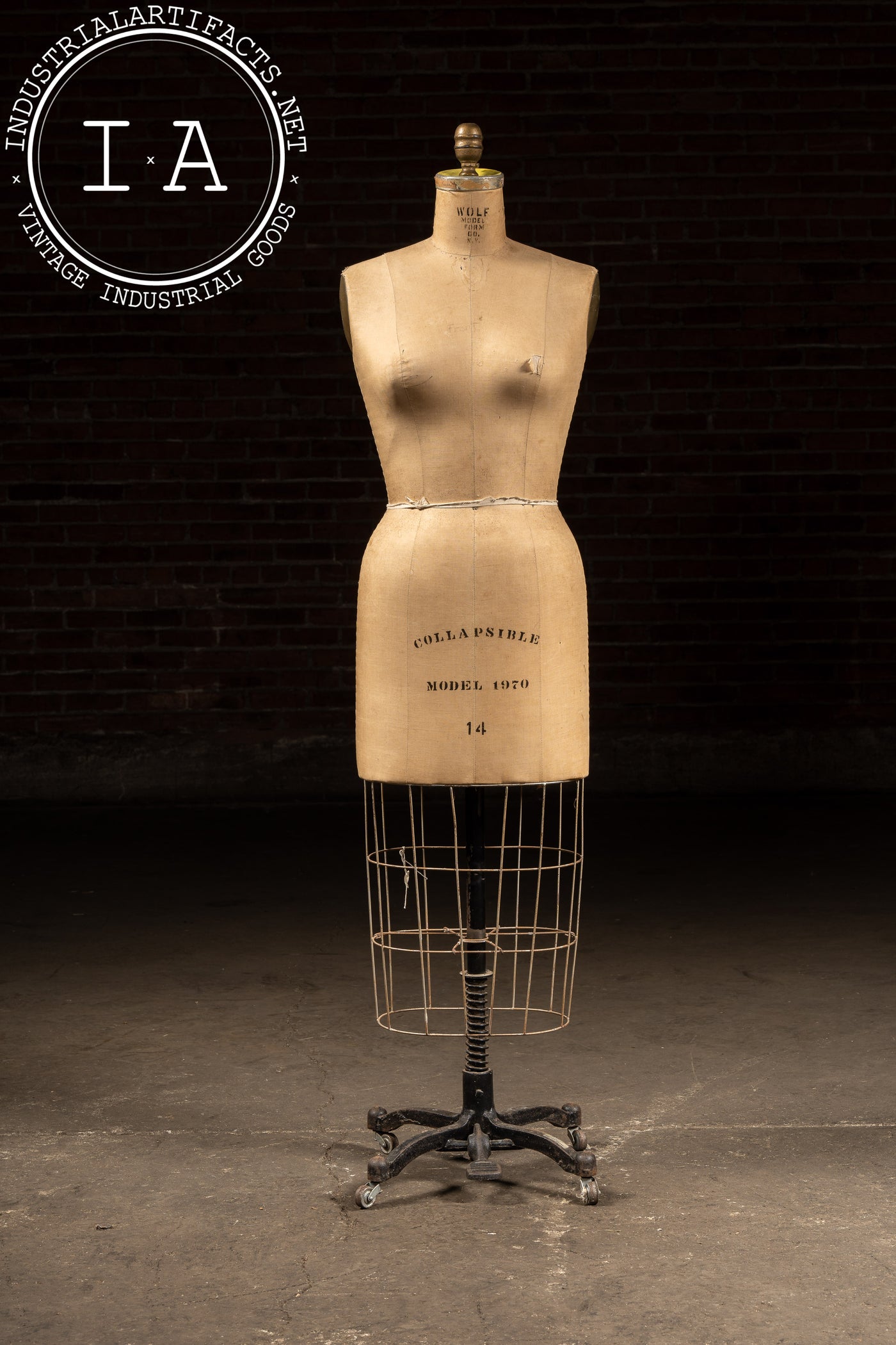 Antique Rolling Dress Form by Wolf Industrial Artifacts Antique Rolling Dress Form by Wolf Industrial Artifacts