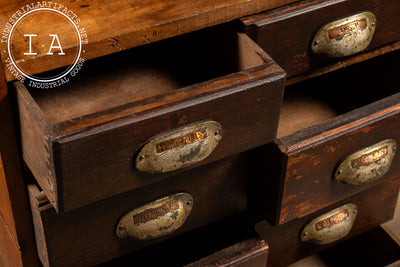 Large Antique Apothecary Cabinet with Copper Drawer Pulls