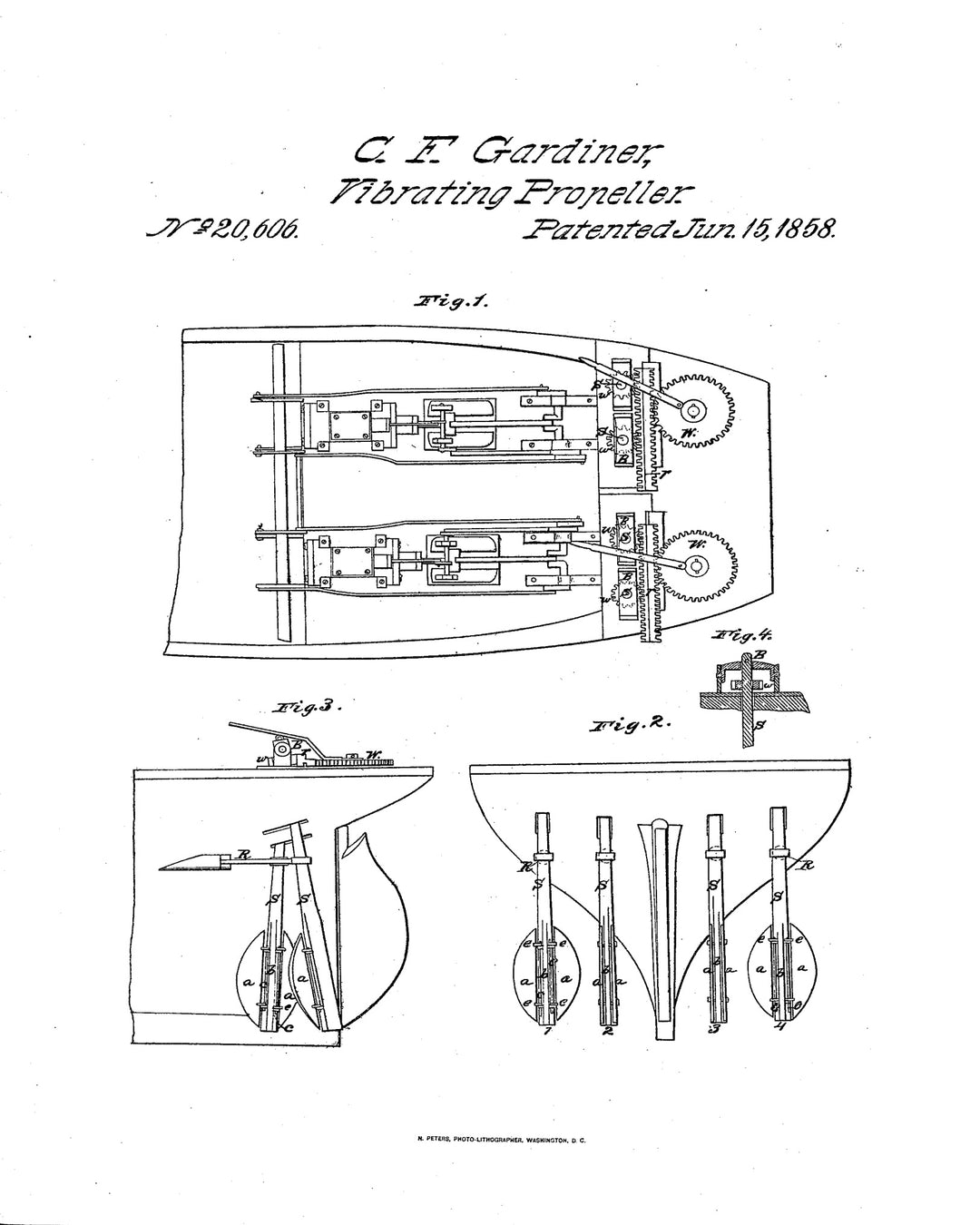 Mid-19th Century C. F. Gardiner Vibrating Propeller Patent Model