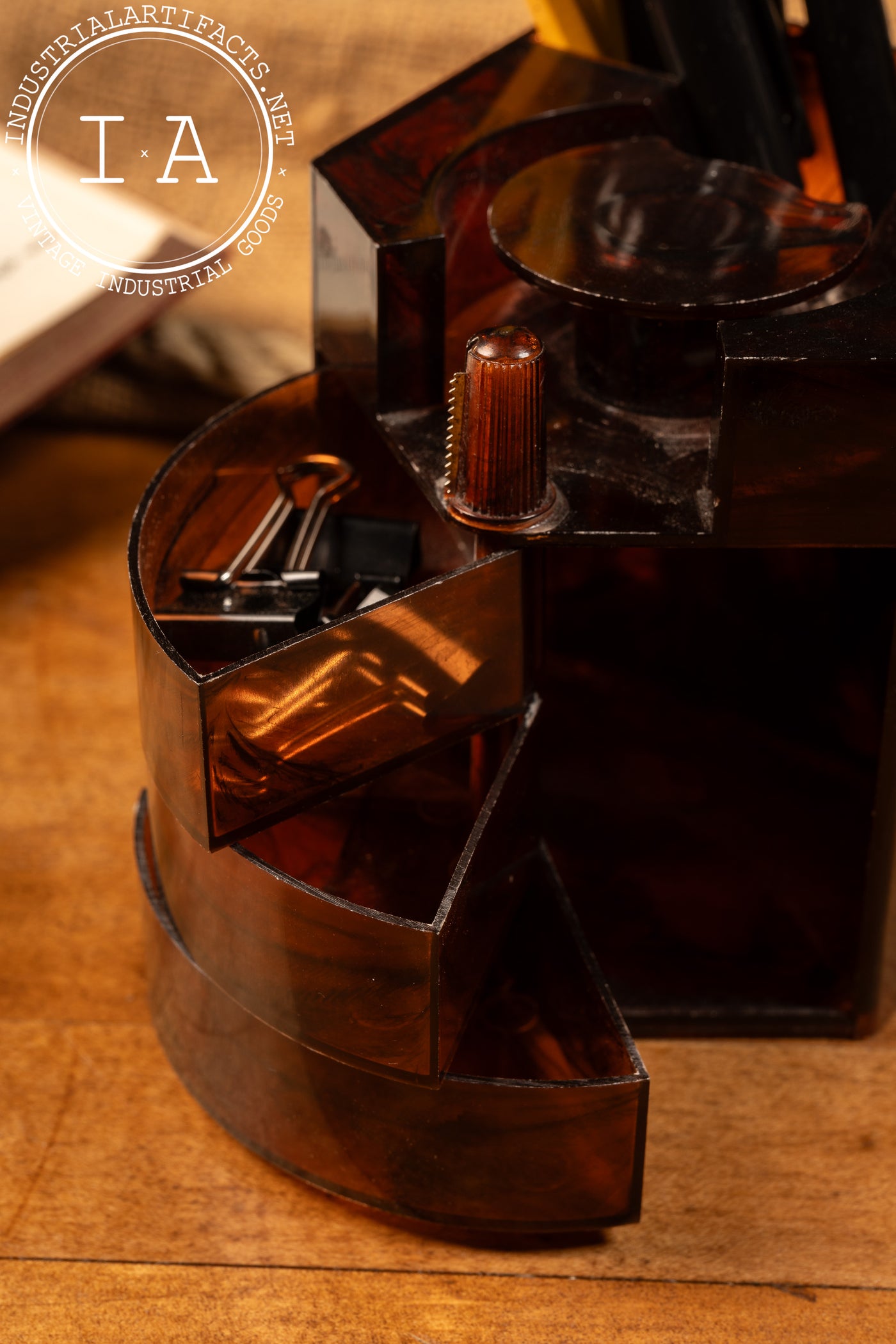 Midcentury Desk Organizer In Tobacco Color