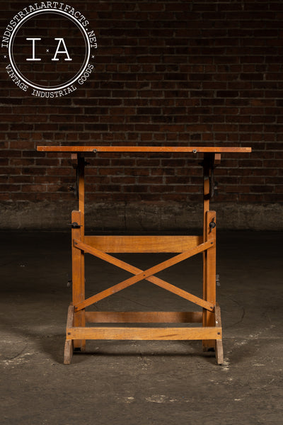 Small Antique Adjustable Wooden Drafting Table
