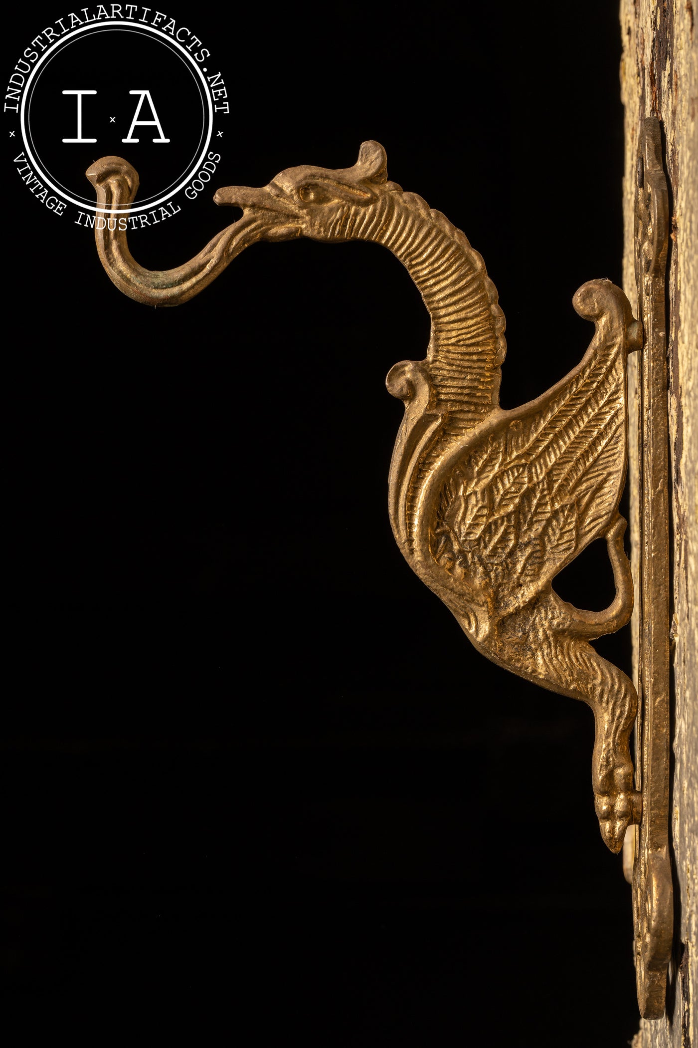 Ornate Cast Brass Phoenix Coat Hook