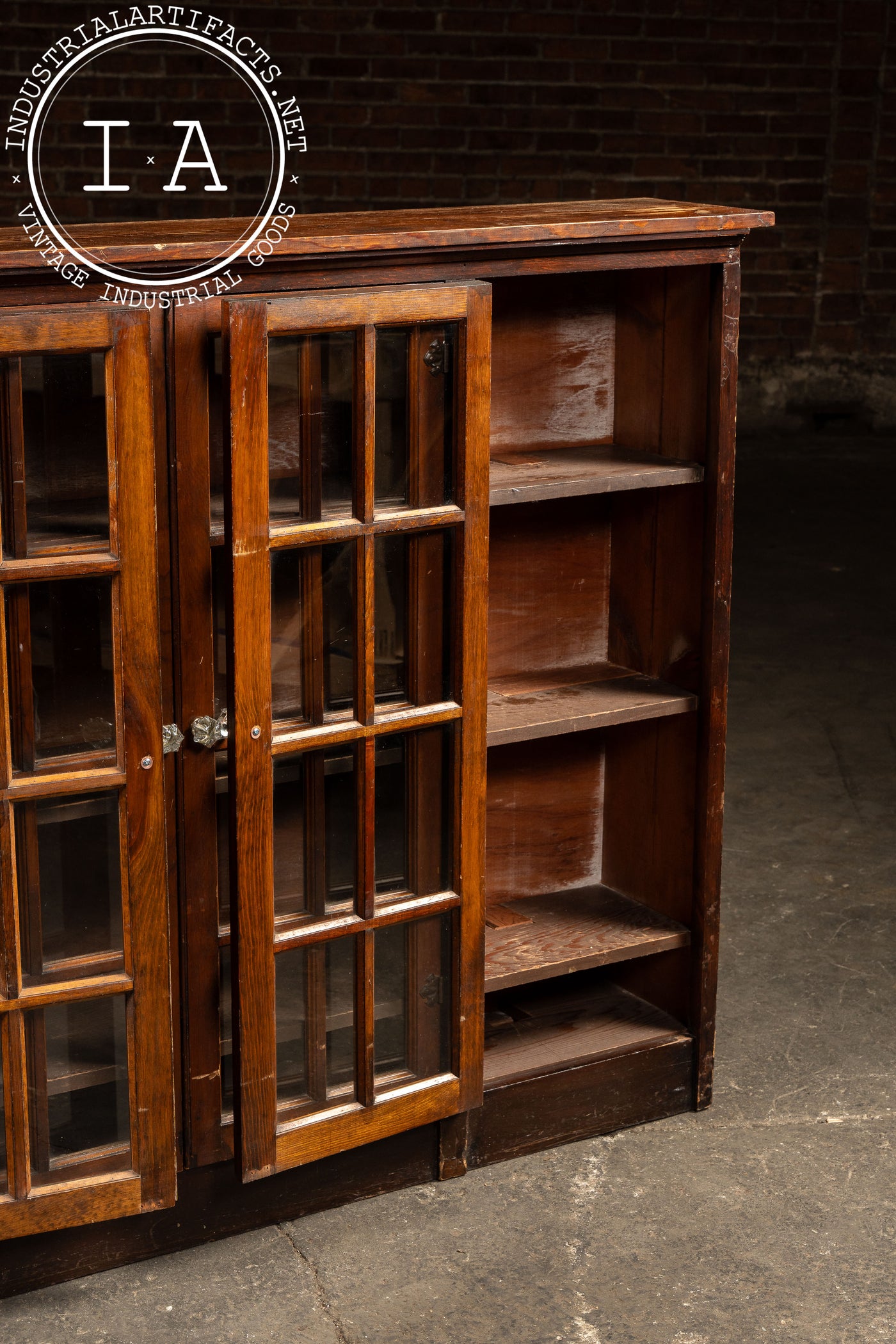 Early 20th Century Mission-Style Display Case with Glass Doors