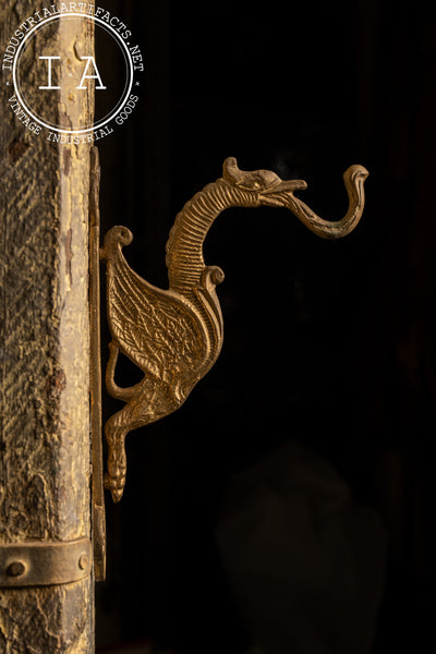 Ornate Cast Brass Phoenix Coat Hook