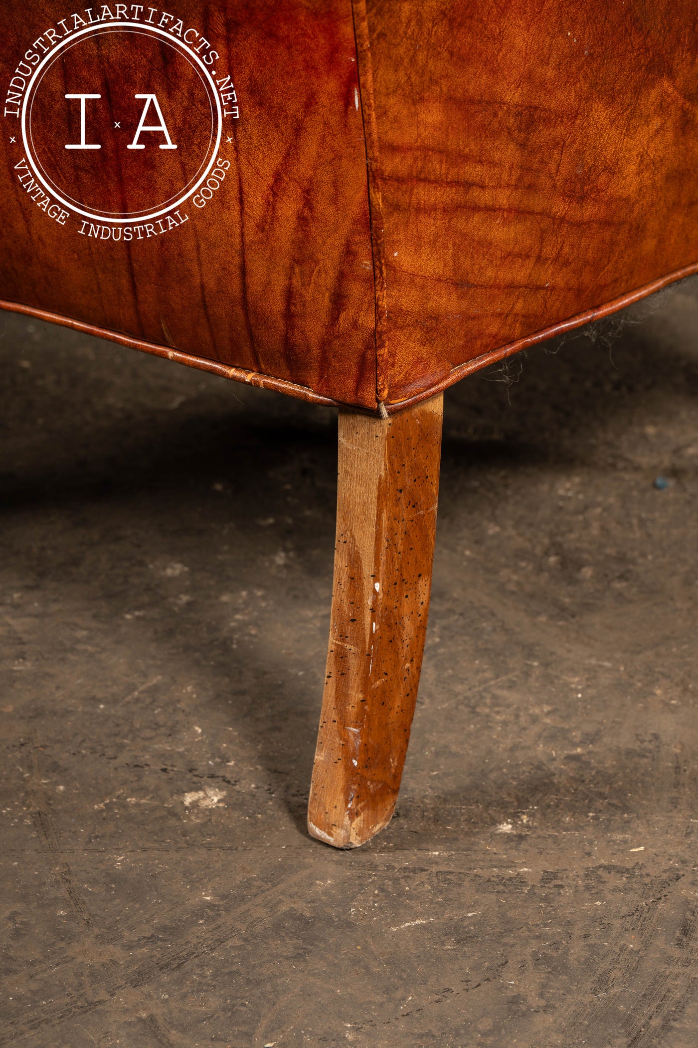 Tufted Leather Wingback Armchair in Burnt Amber