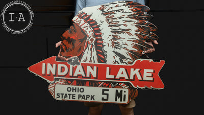 Porcelain Indian Lakes Reproduction Mile Marker Sign