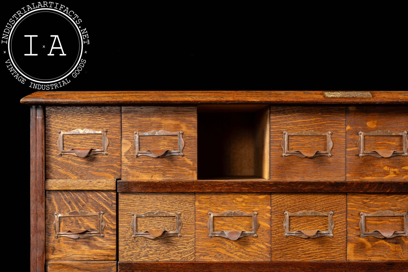 Early 20th Century Tiger Oak Puzzle Box Card Catalog