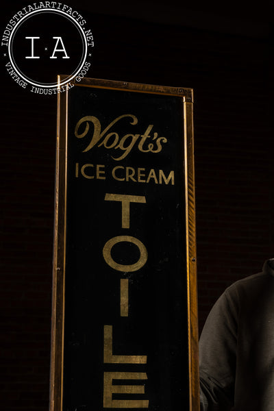 Early Gold Leaf Reverse On Glass Vogt's Ice Cream Sign