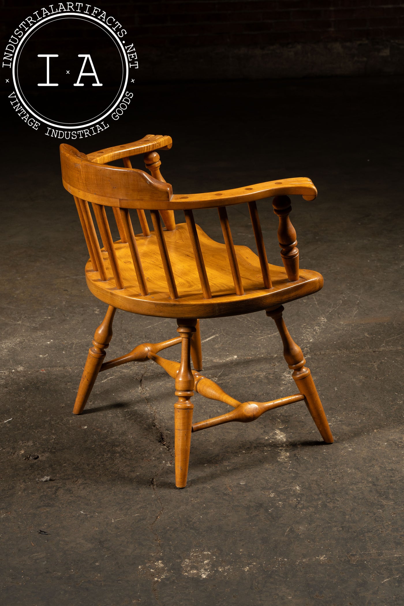 Vintage Maple Barrel Back Armchair