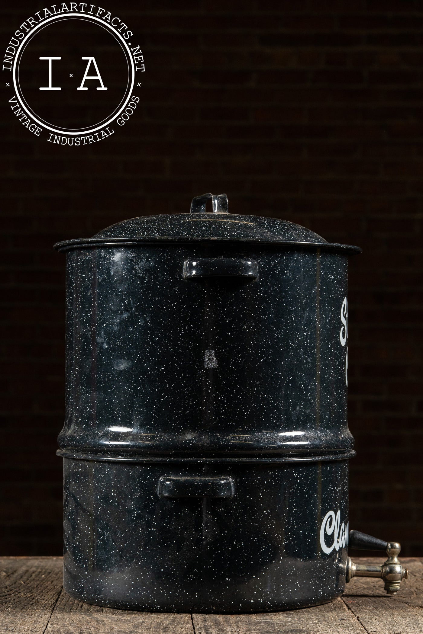 Mid-Century Enamelware Steamed Clams & Broth Pot