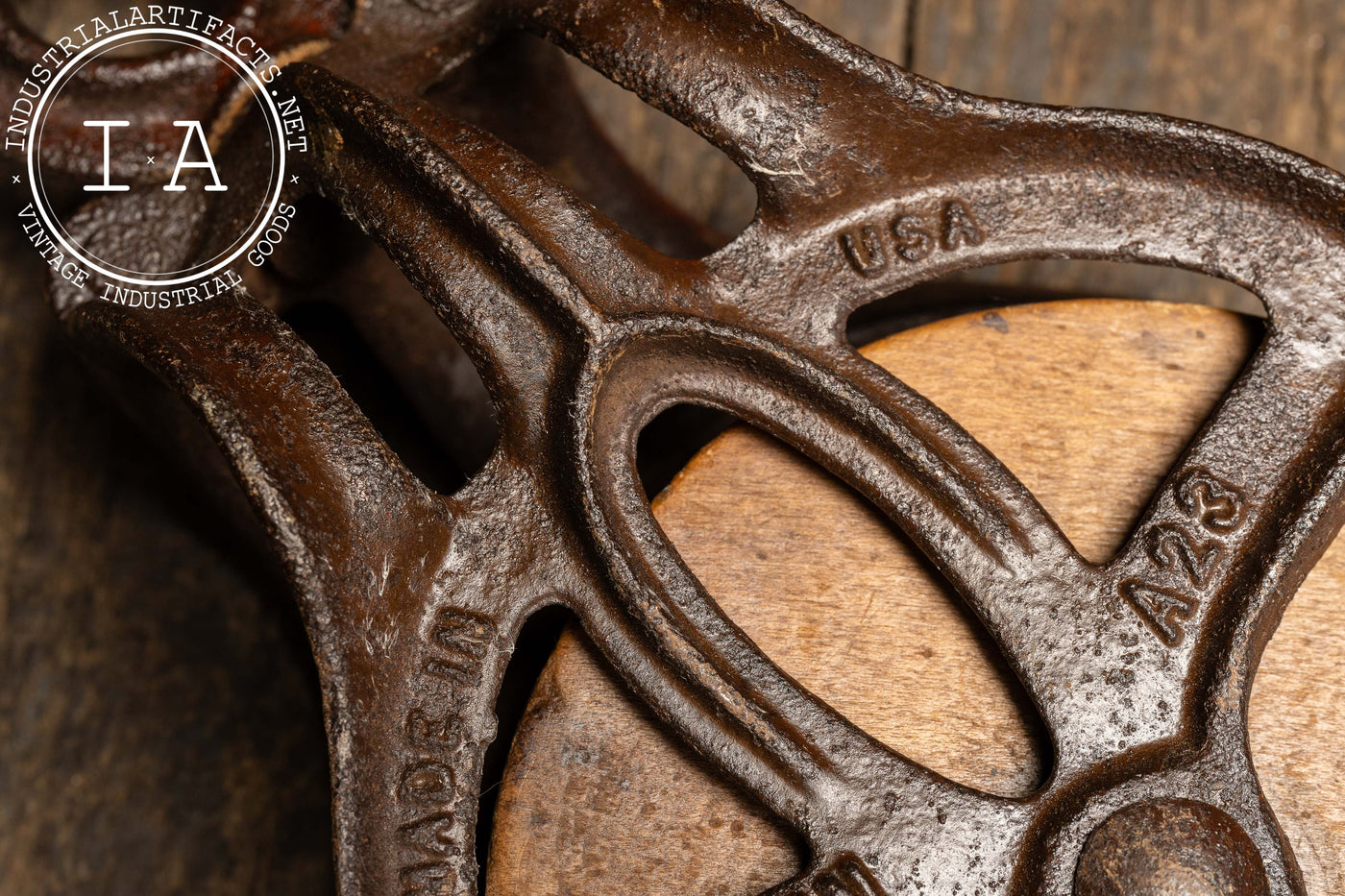 Early 20th Century Cast-Iron & Wood Barn Pulley by Louden
