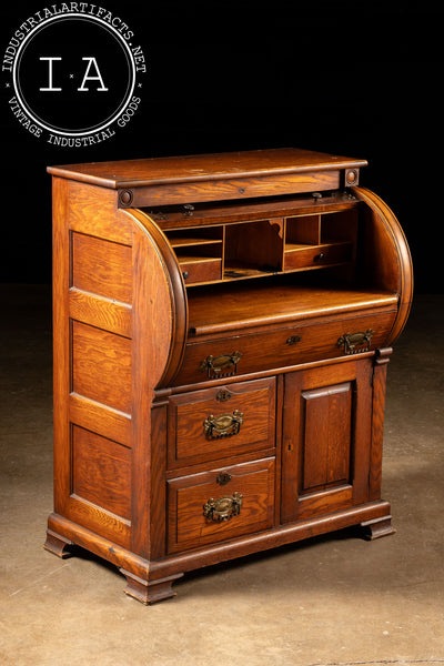 Early 20th Century Oak Roll-Top Secretary Desk