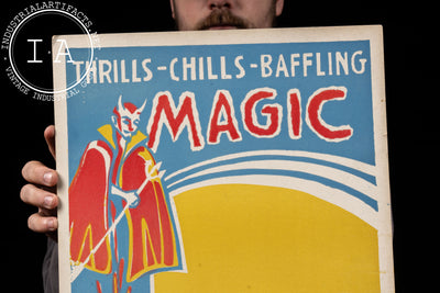 Vintage "Thrills Chills Baffling Magic" Cardstock Poster
