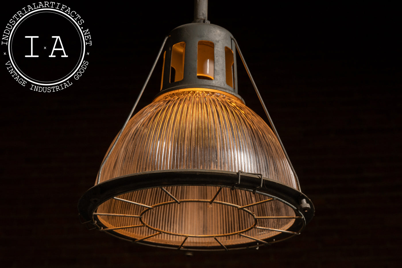 Vintage Industrial Holophane Ceiling Mount Light