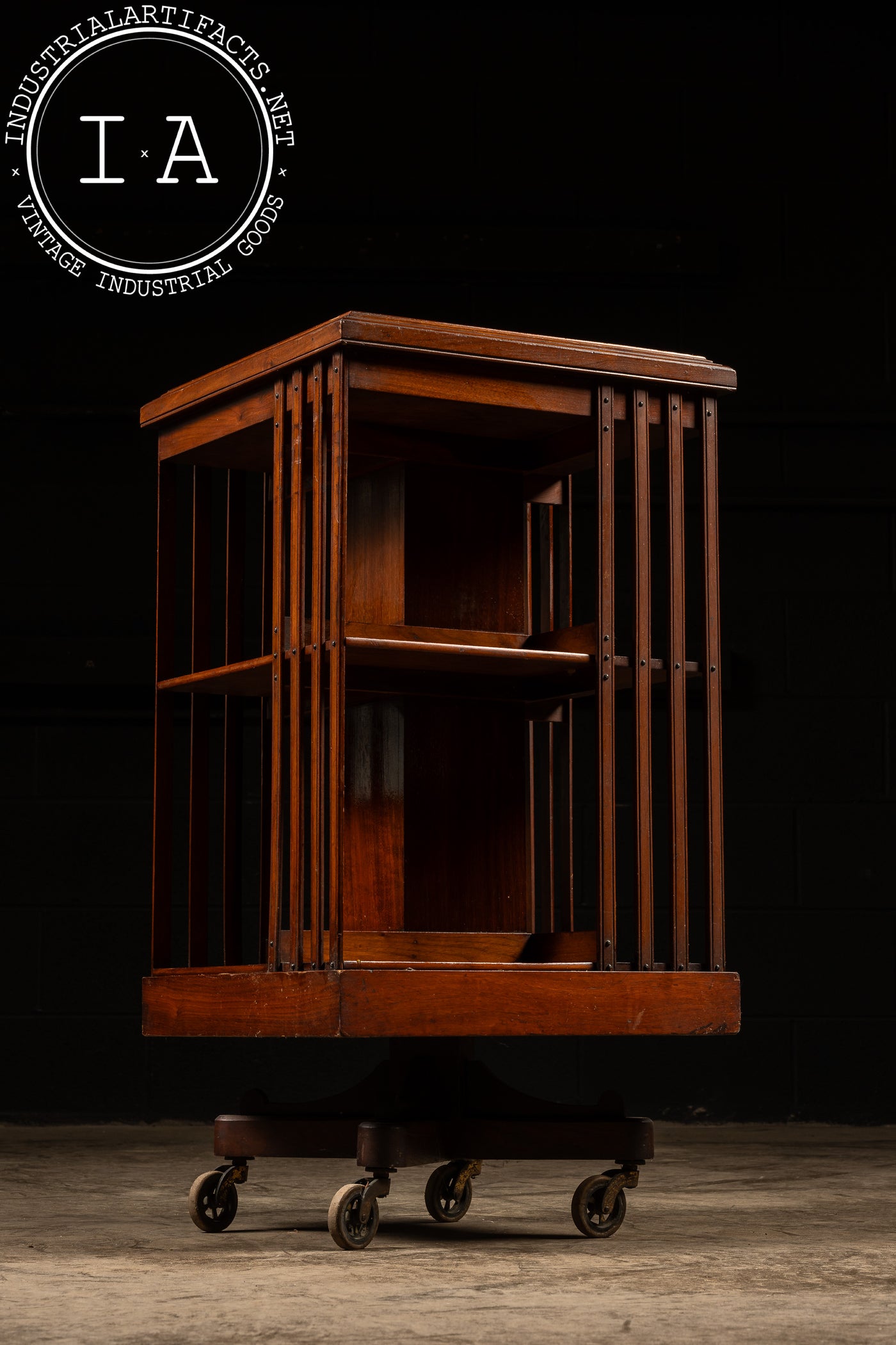 c. 1898 Solid Walnut Revolving Bookcase