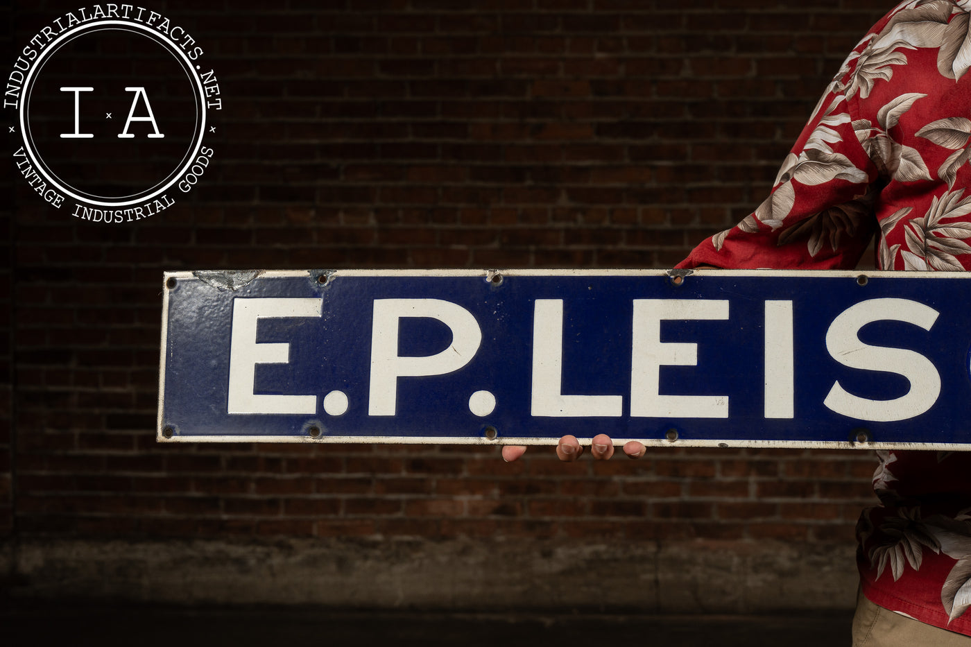 Early 20th Century E.P. Leischner Single-Sided Porcelain Pharmacy Sign