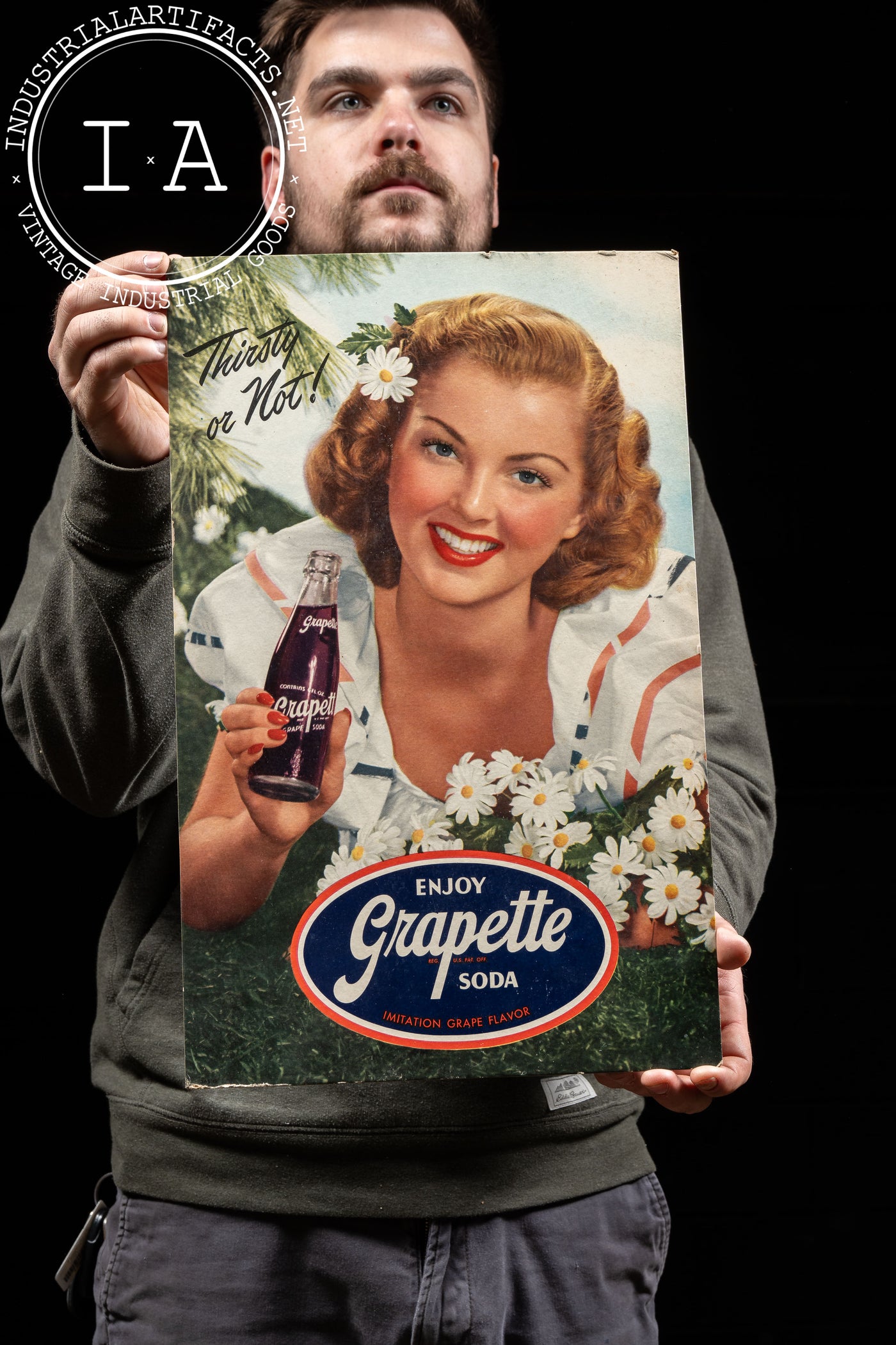 Vintage Grapette Cardboard Standee Sign