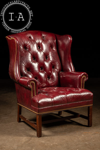 Vintage Tufted Leather Chesterfield Armchair in Burgundy