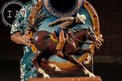 Vintage Western-Inspired Cowboy Carousel Panel with Mirror