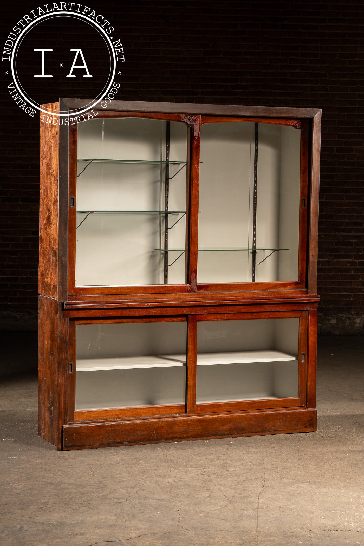 Early 20th Century Oak Display Cabinet with White Interior