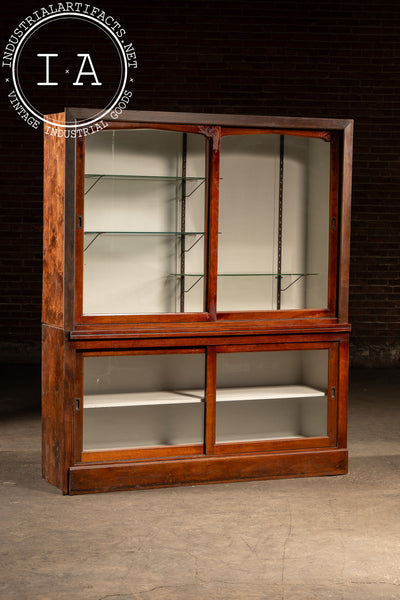 Early 20th Century Oak Display Cabinet with White Interior