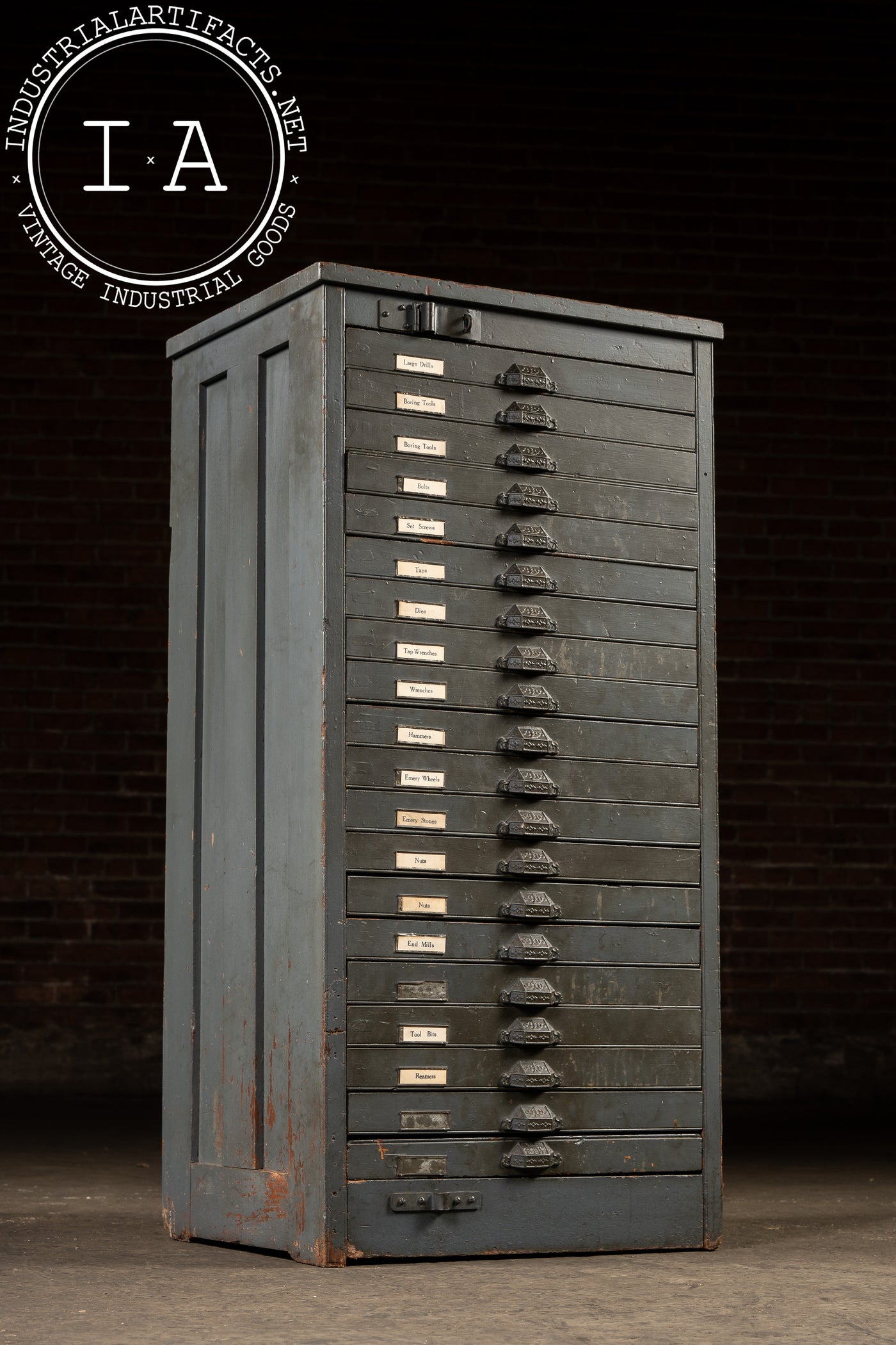 Early 20th Century Oak Typesetter's Cabinet in Gray