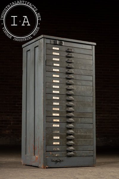Early 20th Century Oak Typesetter's Cabinet in Gray