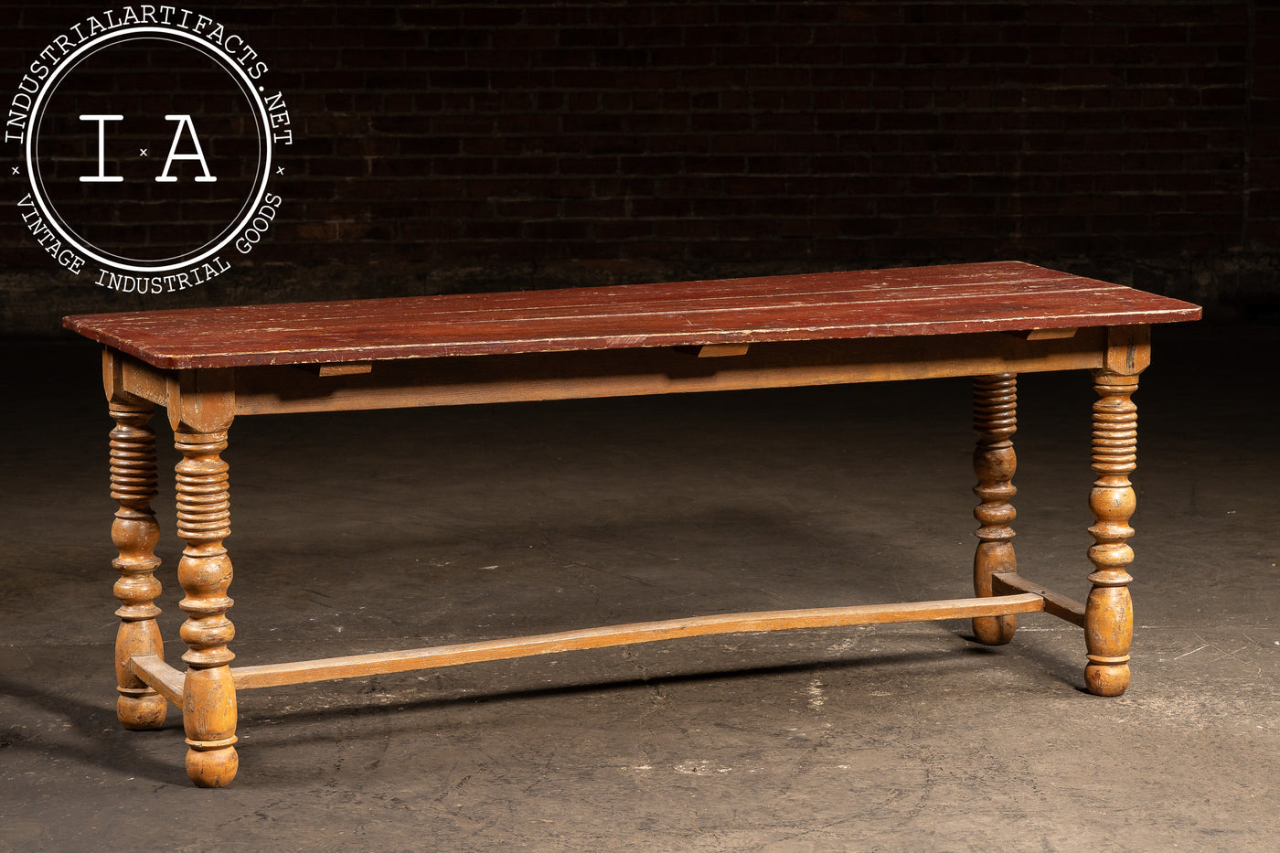 Primitive Painted Pine Harvest Table
