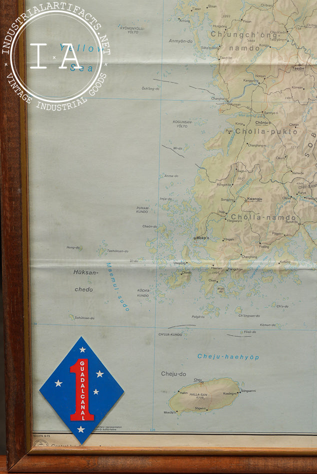 Framed Vintage US Military Map of South Korea