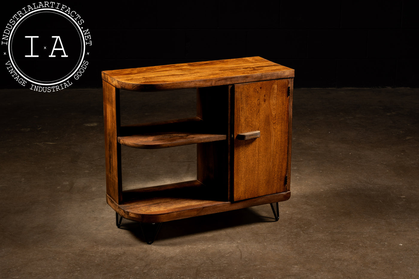 Mid Century Wooden Side Cabinet With Hairpin Legs