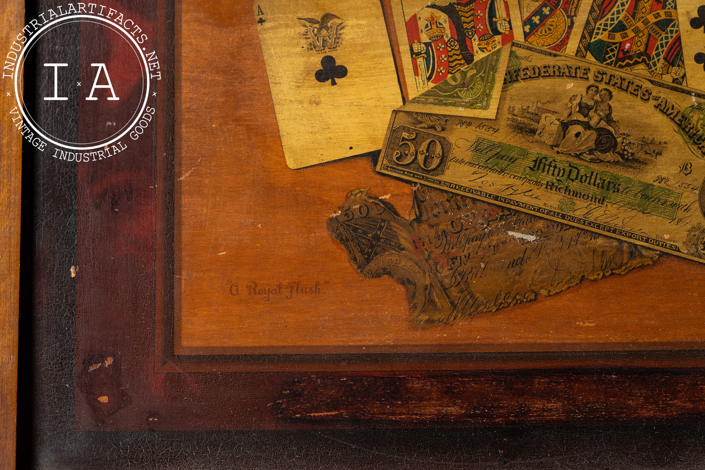 A Royal Flush | Framed 19th Century Trompe-l’œil Oil Painting