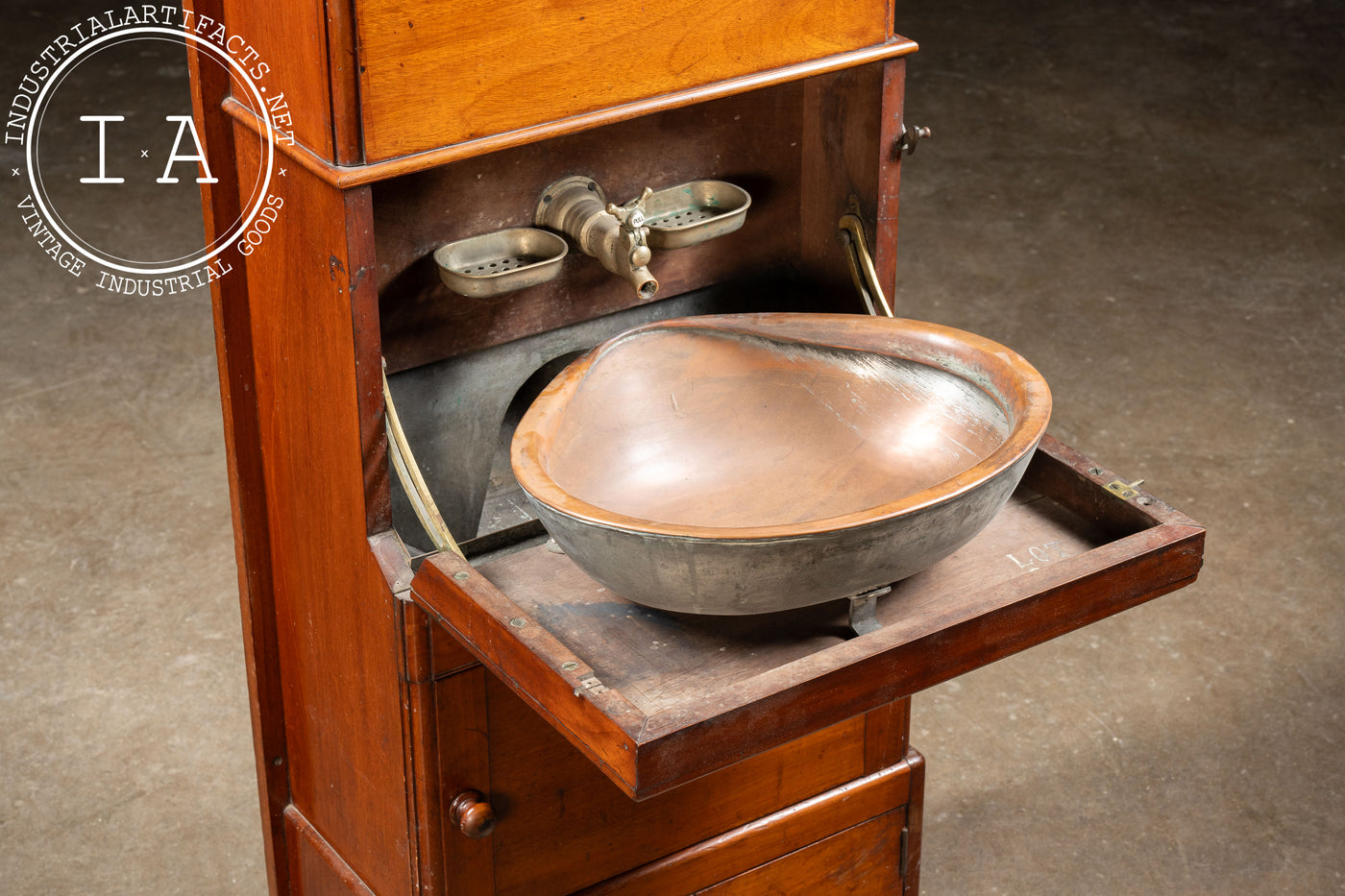 Early 20th Century Mahogany Ship Dresser and Wash Basin