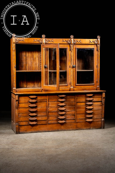 Early Walnut Stepback Apothecary Cabinet