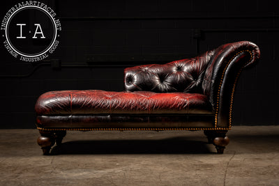 Vintage Oxblood Leather Chaise Lounge