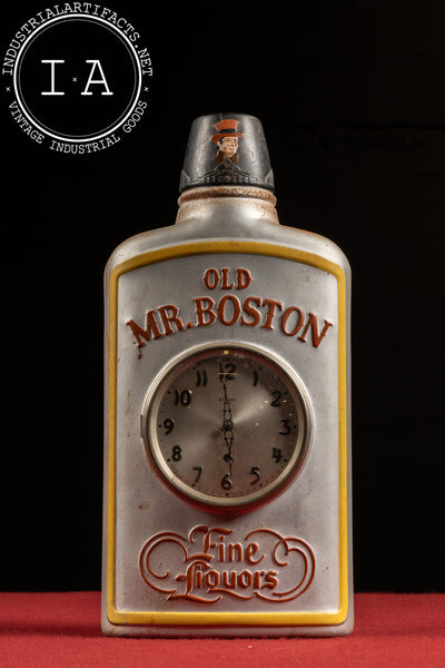 Vintage Old Mr. Boston Figural Bottle Advertising Clock