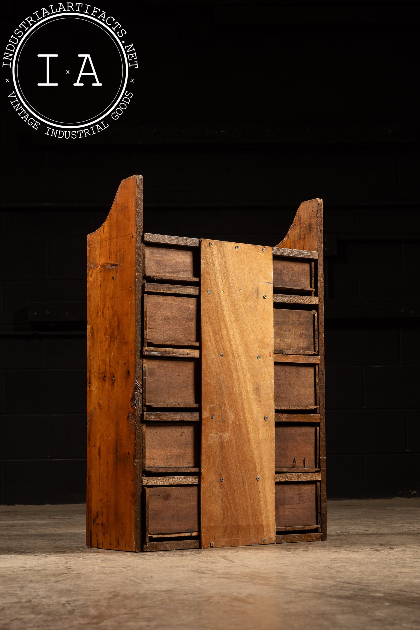 Large Antique Apothecary Cabinet with Copper Drawer Pulls