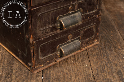 Antique 3-Drawer Heavy Riveted Steel Strongbox with Japanned Handles