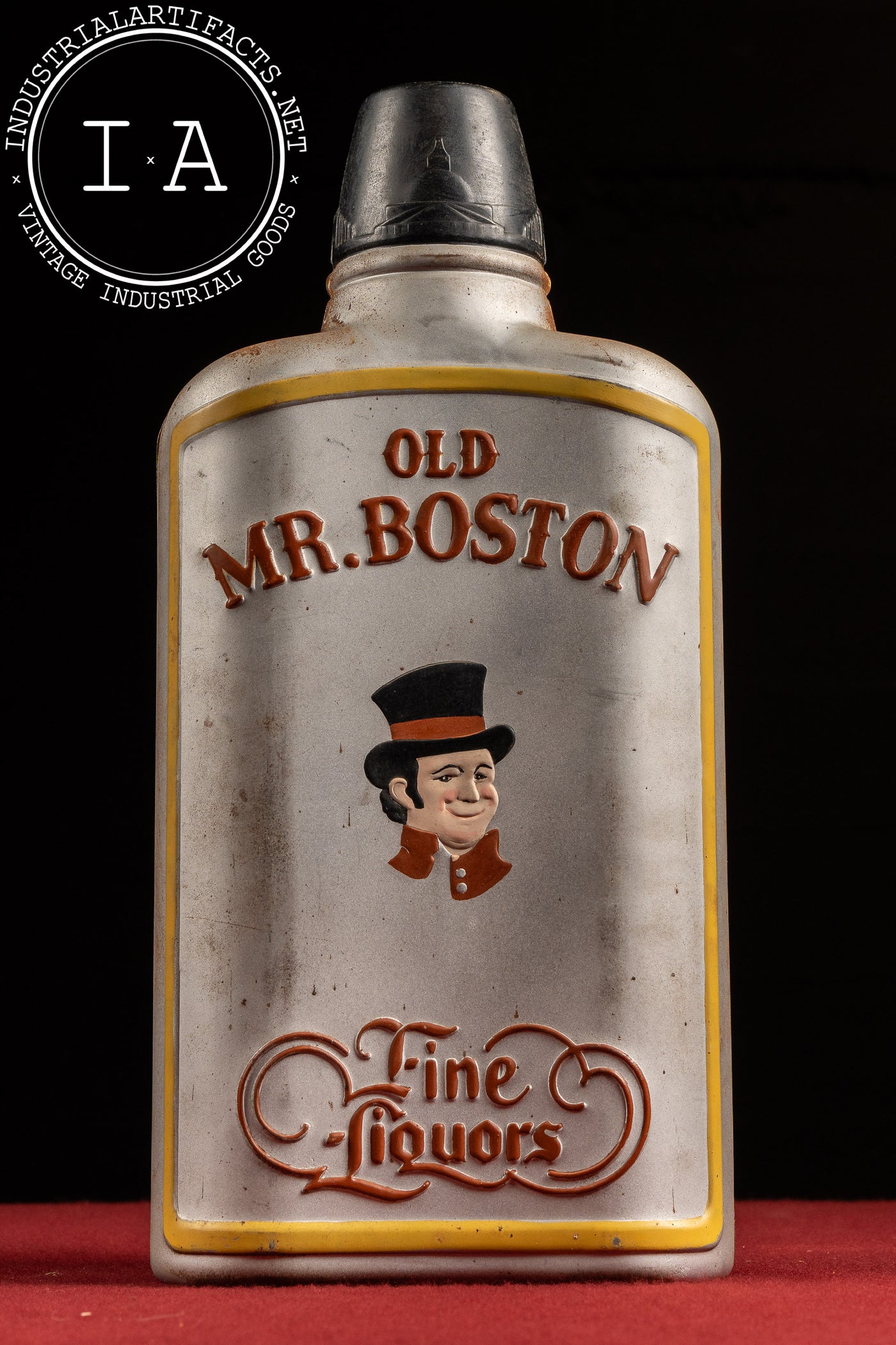 Vintage Old Mr. Boston Figural Bottle Advertising Clock