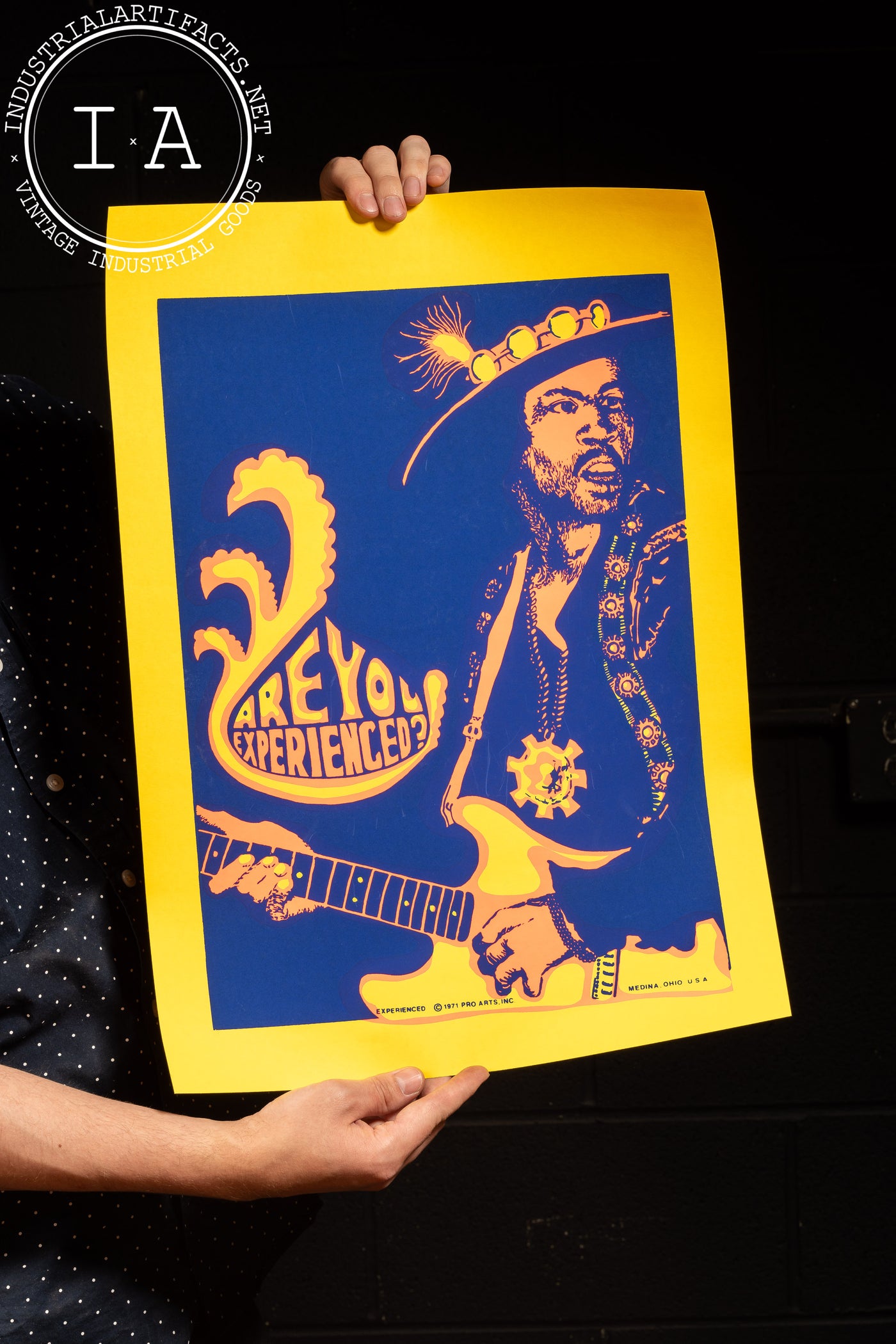 1971 Jimi Hendrix "Are You Experienced?" Black Light Print by Pro Arts