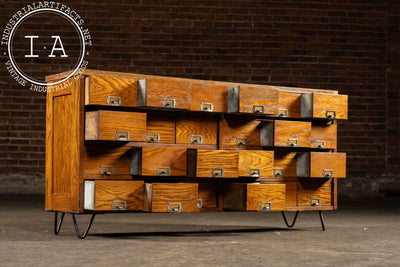 Vintage Oak 24-Drawer Apothecary