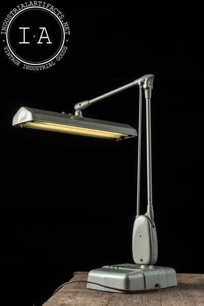 Vintage Floating Fluorescent No. 2324 Desk Lamp by Dazor in Gray