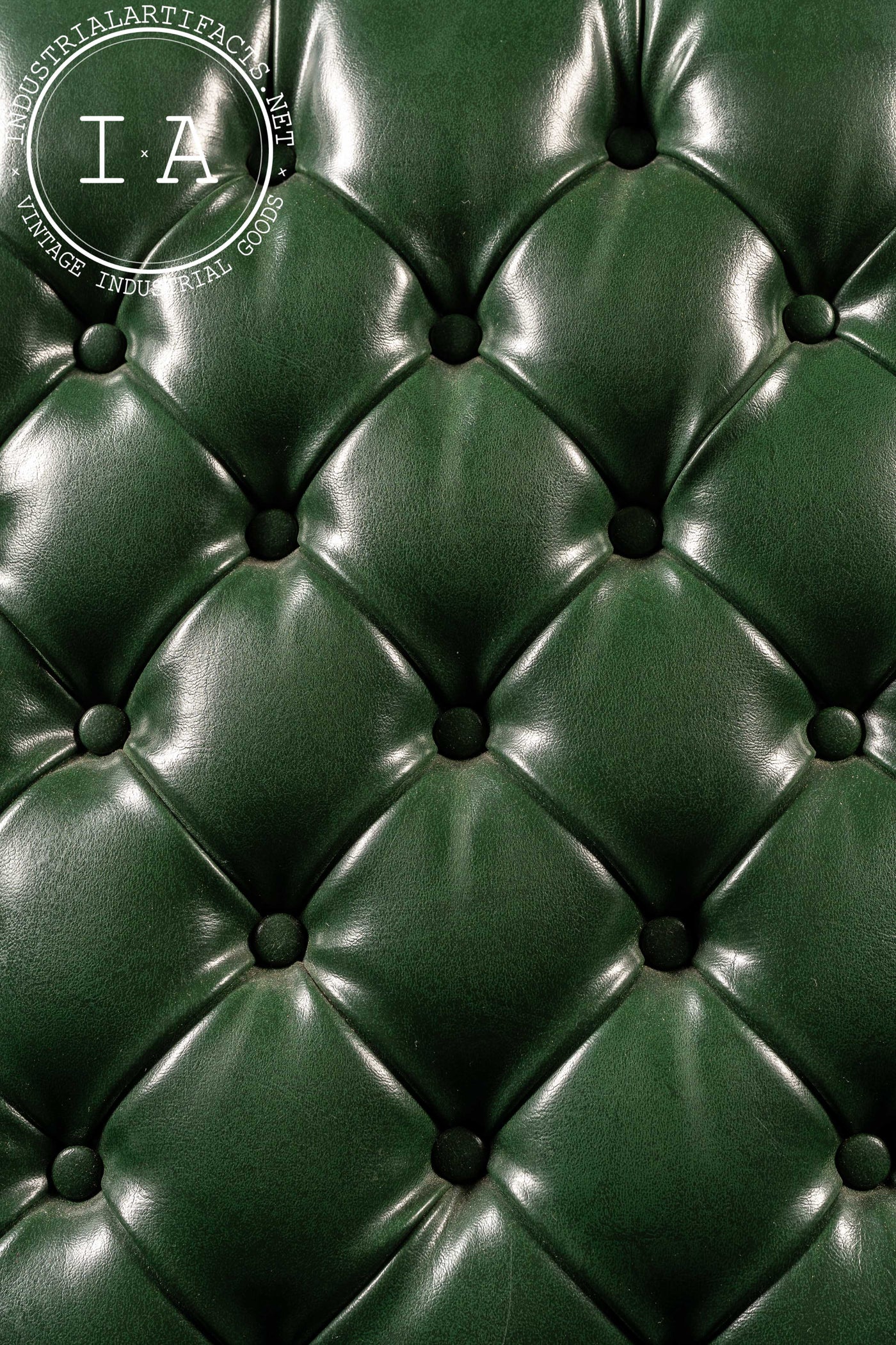 Vintage Tufted Leather Chesterfield Armchair in Emerald