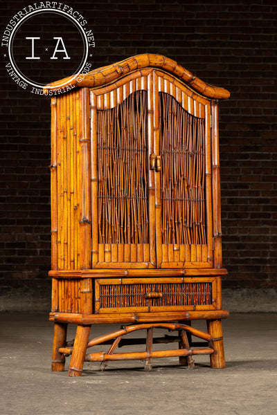 Early 20th Century Bamboo and Cane Armoire