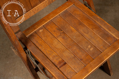 Set of Four Antique Oak Folding Chairs