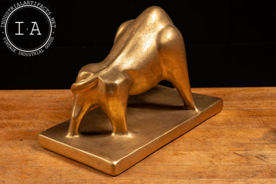 MCM Ceramic Bull Sculpture in Gold